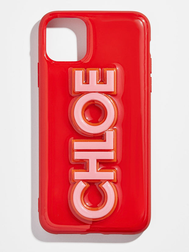 Block Font Custom iPhone Case - Bright Red/Pink