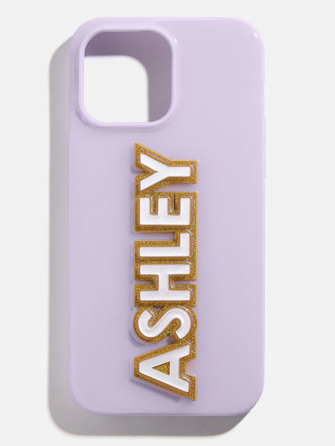 Block Font Custom iPhone Case - Lavender/White