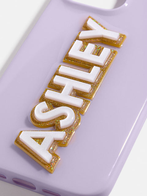 Block Font Custom iPhone Case - Lavender/White