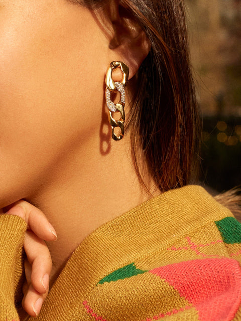 Michel Drop Earrings - Gold/Pavé