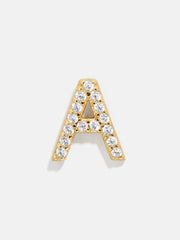 Single 18K Gold Initial Earring - Gold/Pavé