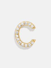 Single 18K Gold Initial Earring - Gold/Pavé