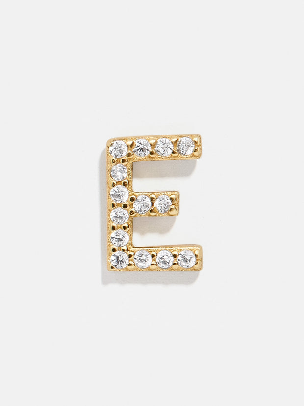 Single 18K Gold Initial Earring - Gold/Pavé