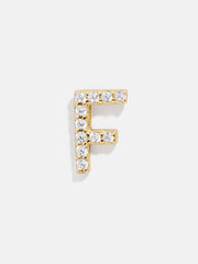 Single 18K Gold Initial Earring - Gold/Pavé