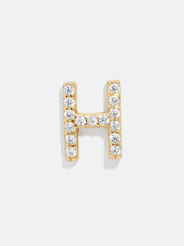 Single 18K Gold Initial Earring - Gold/Pavé