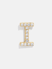 Single 18K Gold Initial Earring - Gold/Pavé