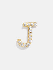 Single 18K Gold Initial Earring - Gold/Pavé