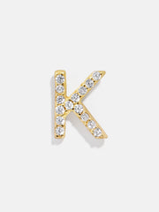 Single 18K Gold Initial Earring - Gold/Pavé