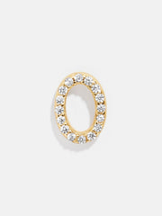 Single 18K Gold Initial Earring - Gold/Pavé