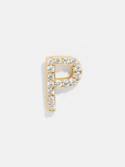 Single 18K Gold Initial Earring - Gold/Pavé