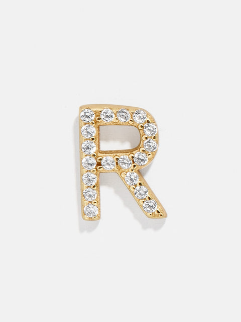 Single 18K Gold Initial Earring - Gold/Pavé