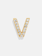 Single 18K Gold Initial Earring - Gold/Pavé