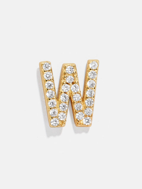 Single 18K Gold Initial Earring - Gold/Pavé