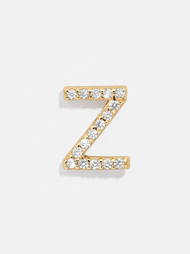 Single 18K Gold Initial Earring - Gold/Pavé