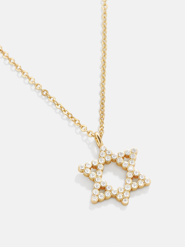 Star of David 18K Gold Necklace - Gold/Pavé