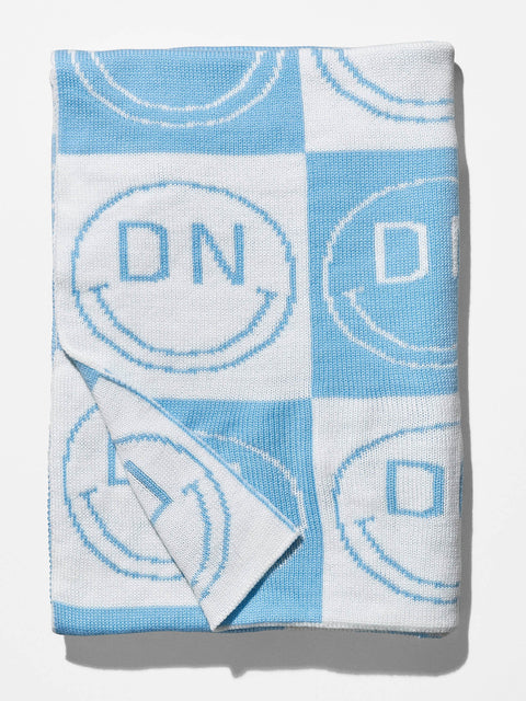 All Smiles Custom Blanket - Light Blue/White