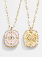 18K Gold Medallion Necklace - Evil Eye