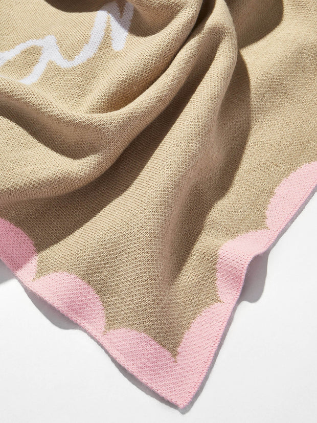 Subtly Scalloped Kids' Custom Blanket - Tan/Pink