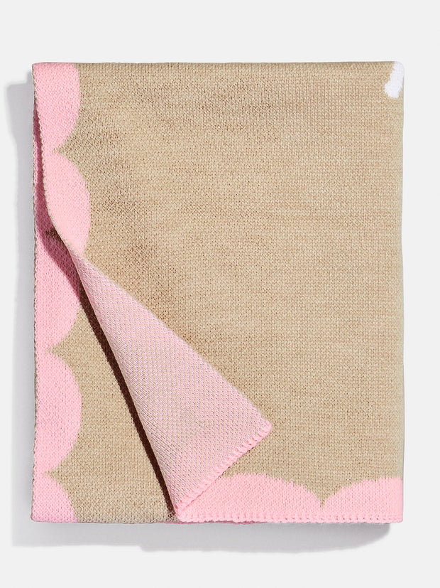 Subtly Scalloped Kids' Custom Blanket - Tan/Pink