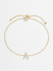 14K Gold & Diamond Initial Bracelet - Gold/Pavé