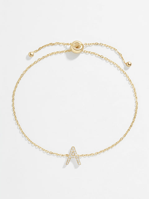 14K Gold & Diamond Initial Bracelet - Gold/Pavé