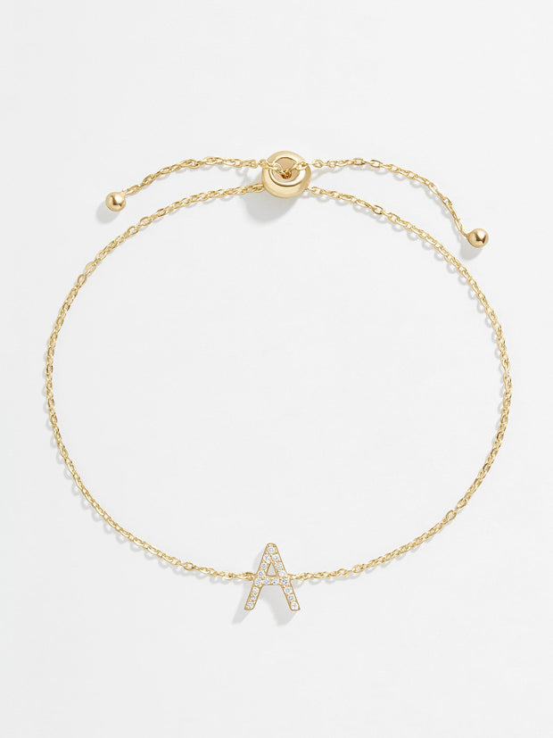 14K Gold & Diamond Initial Bracelet - Gold/Pavé