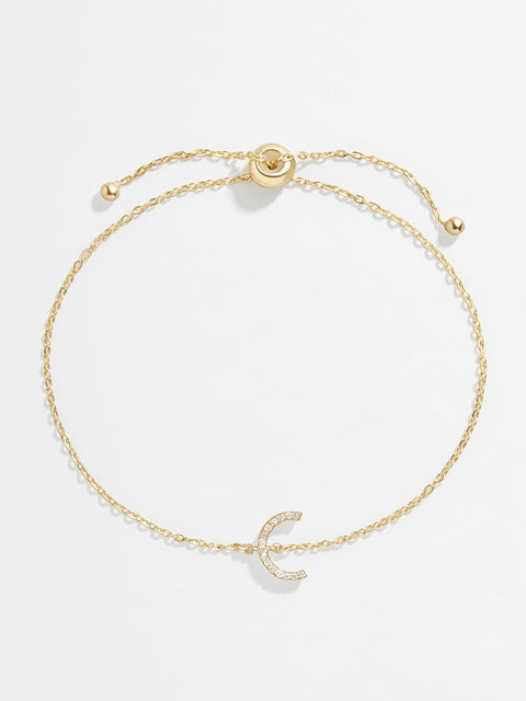 14K Gold & Diamond Initial Bracelet - Gold/Pavé