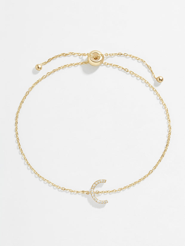 14K Gold & Diamond Initial Bracelet - Gold/Pavé