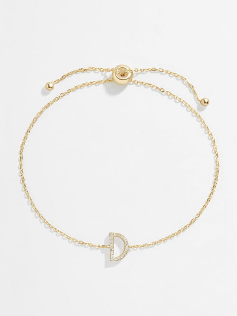 14K Gold & Diamond Initial Bracelet - Gold/Pavé