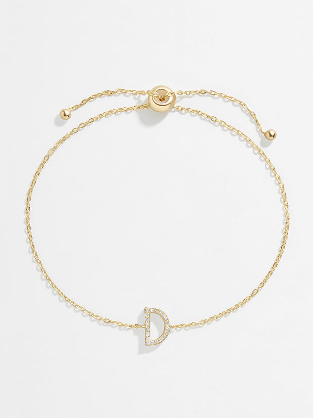 14K Gold & Diamond Initial Bracelet - Gold/Pavé