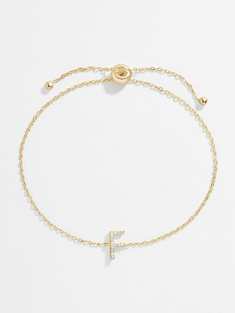 14K Gold & Diamond Initial Bracelet - Gold/Pavé