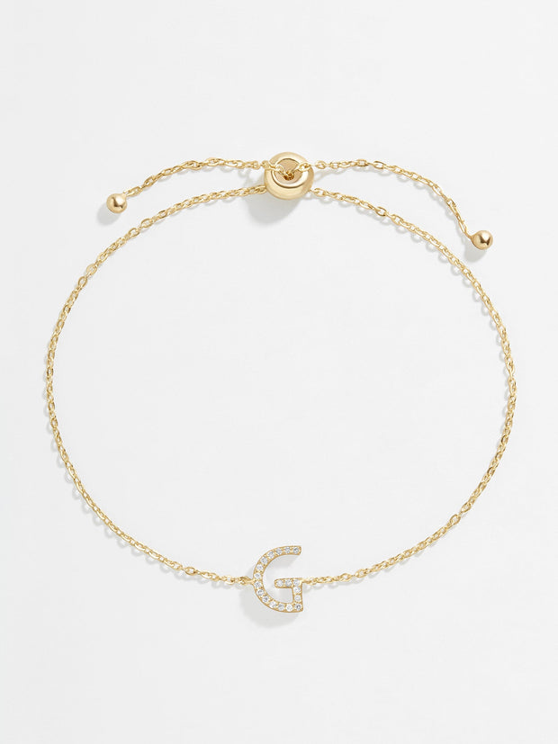 14K Gold & Diamond Initial Bracelet - Gold/Pavé