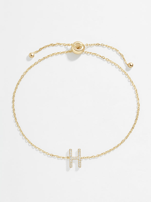 14K Gold & Diamond Initial Bracelet - Gold/Pavé