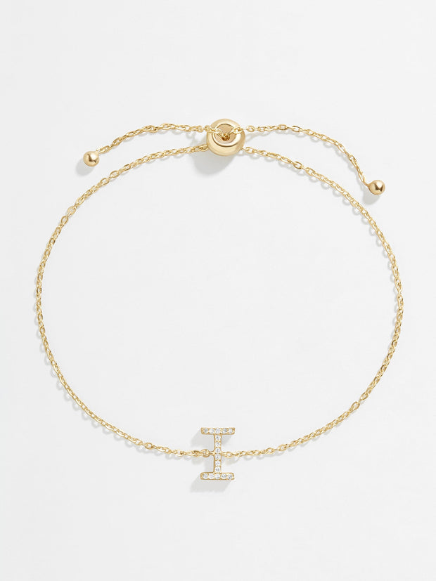 14K Gold & Diamond Initial Bracelet - Gold/Pavé