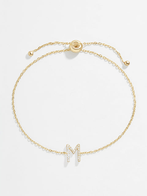 14K Gold & Diamond Initial Bracelet - Gold/Pavé