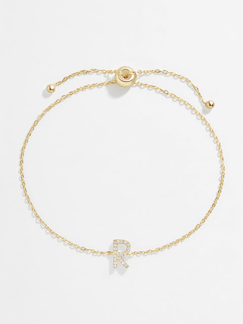 14K Gold & Diamond Initial Bracelet - Gold/Pavé