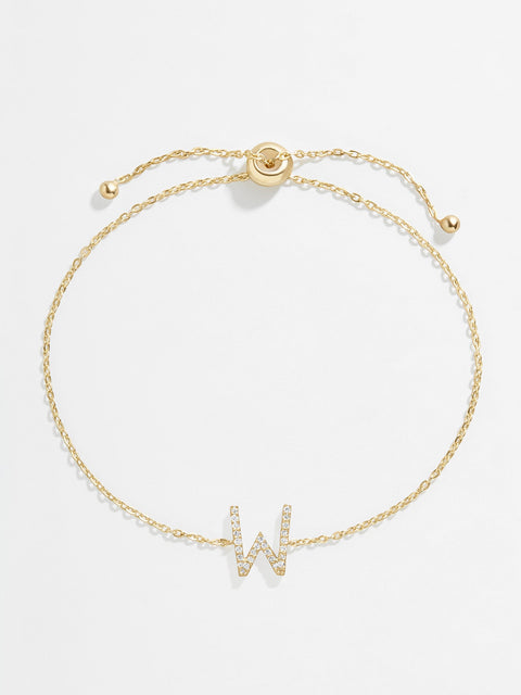 14K Gold & Diamond Initial Bracelet - Gold/Pavé