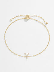 14K Gold & Diamond Initial Bracelet - Gold/Pavé