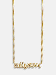 18K Gold Curb Chain Custom Nameplate Necklace - Gold