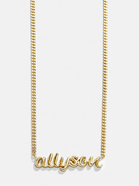 18K Gold Curb Chain Custom Nameplate Necklace - Gold