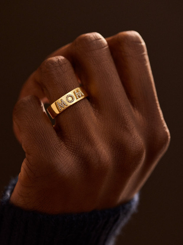 18K Gold Custom Block Ring - Gold