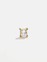 Solid Gold & Diamond Princess Cut Earring - Gold/Pavé