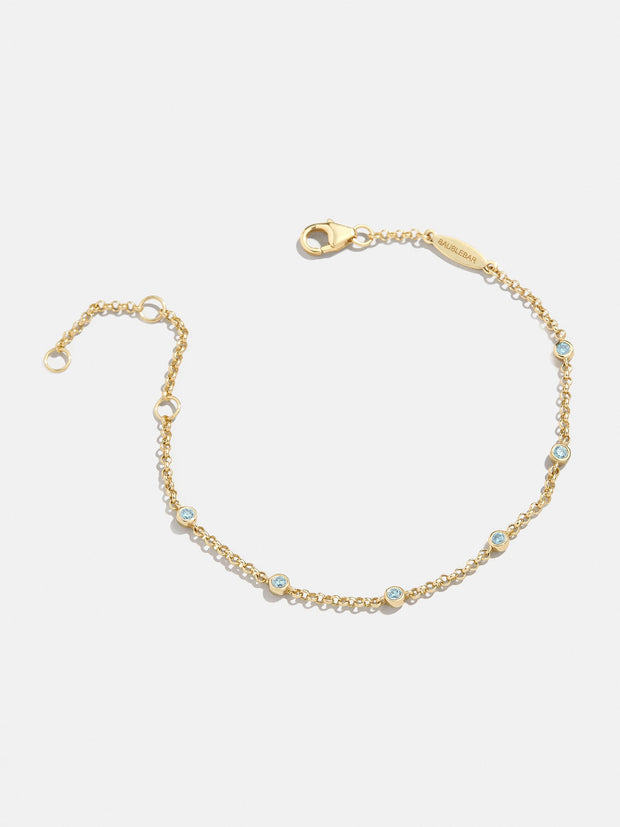 Yasmine 18K Birthstone Bracelet - Aquamarine