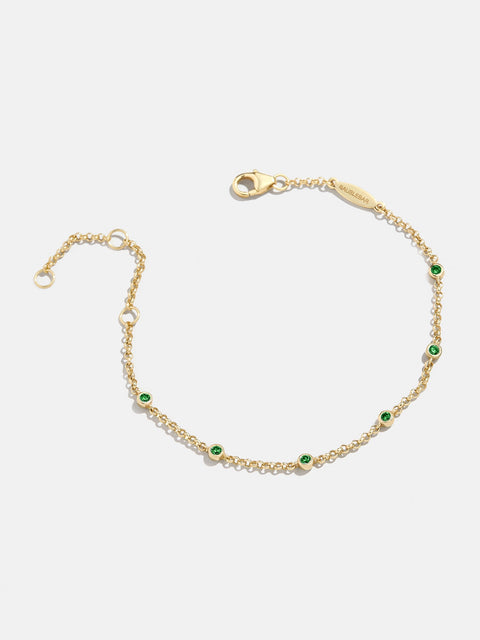 Yasmine 18K Birthstone Bracelet - Emerald