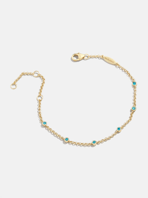 Yasmine 18K Birthstone Bracelet - Blue Zircon