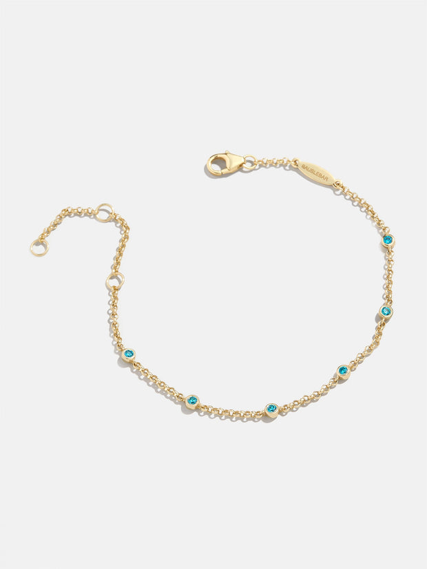 Yasmine 18K Birthstone Bracelet - Blue Zircon