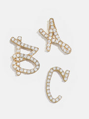 Solid Gold & Diamond Initial Earring - Gold