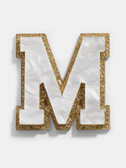 Varsity Initial Sticker - White/Gold