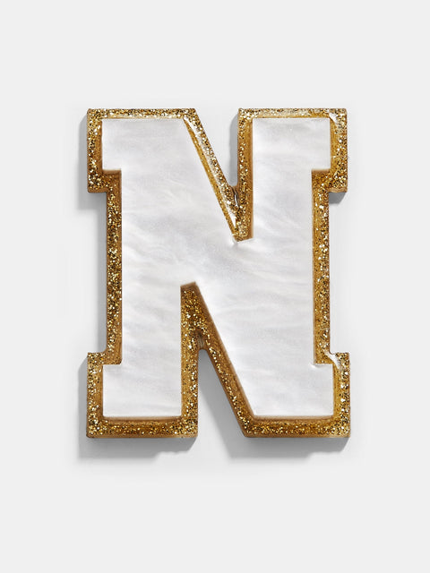 Varsity Initial Sticker - White/Gold