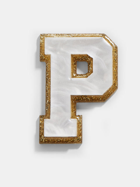 Varsity Initial Sticker - White/Gold